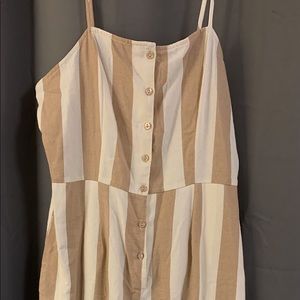 Spaghetti strapped brown and white jumpsuit